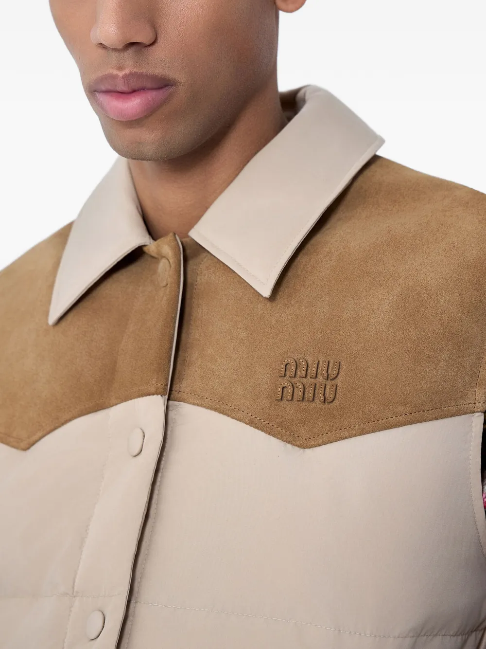 Miu Miu Snap-button-fastening Gilet in Neutrals, view 4