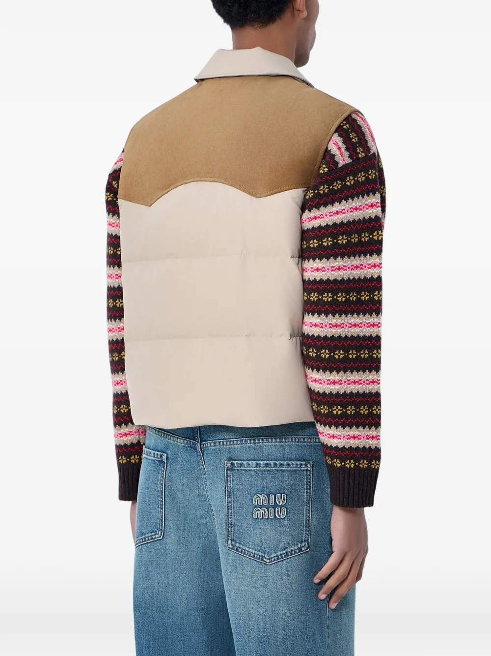 Miu Miu Snap-button-fastening Gilet in Neutrals, view 3