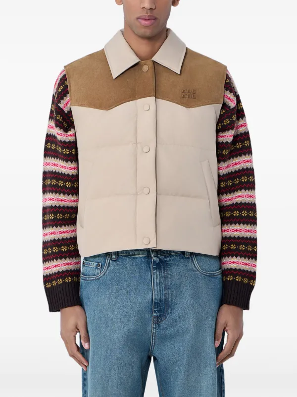 Miu Miu Snap-button-fastening Gilet in Neutrals