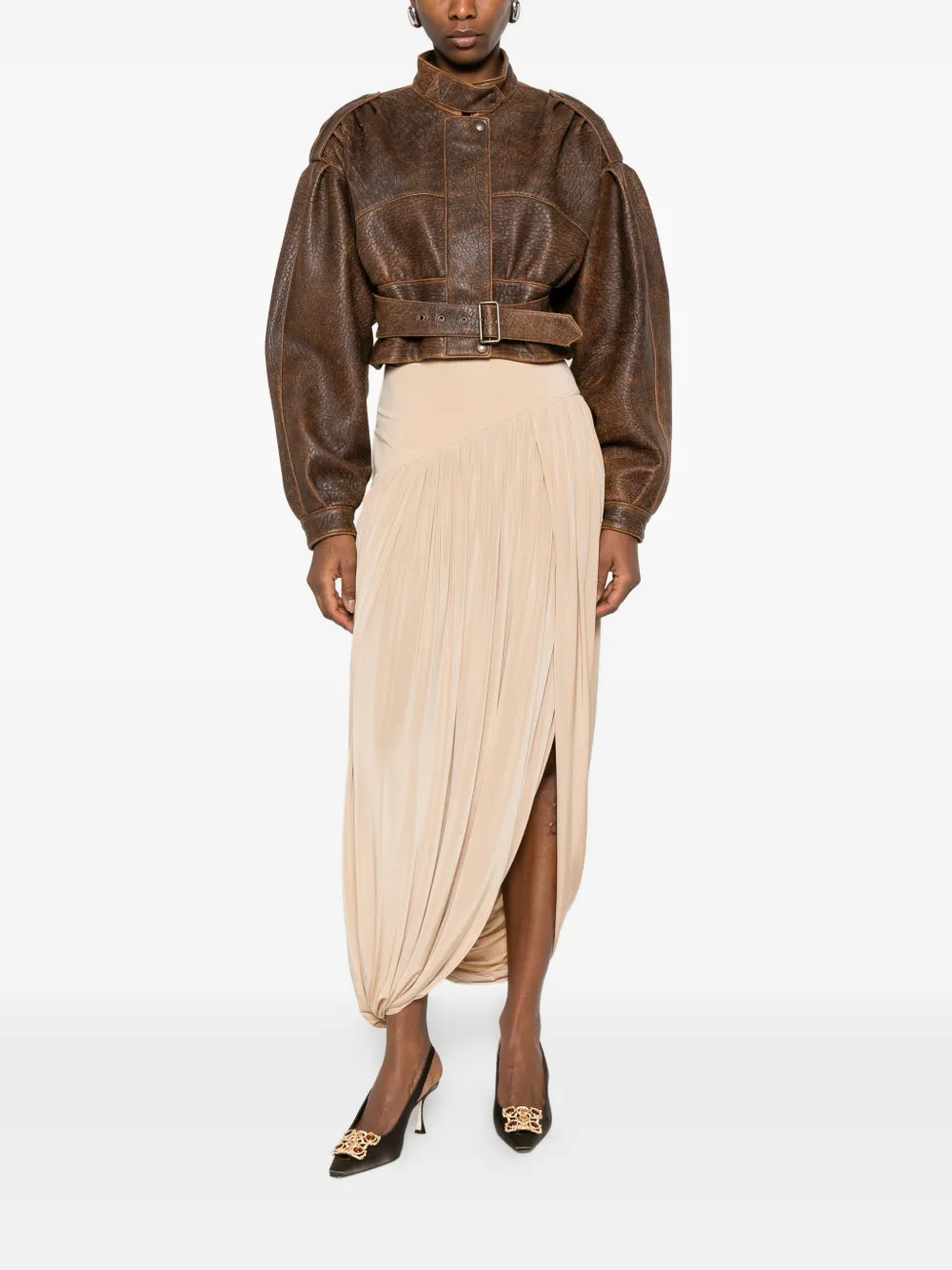  Chloé Belted Jacket - Brown 