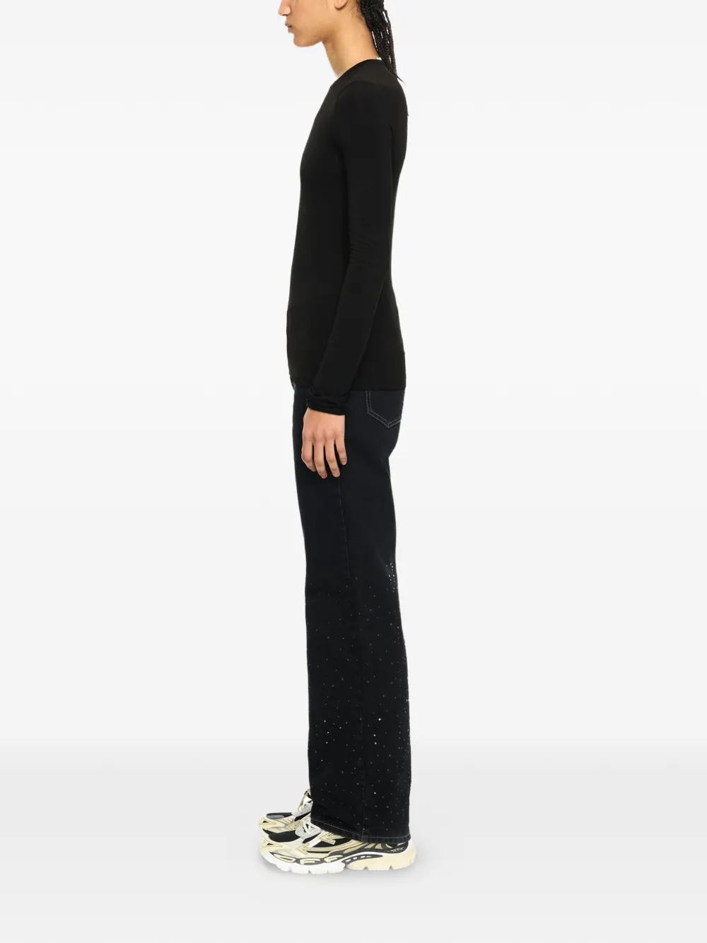 Off-White x Swarovski top met ronde hals en kristallen Zwart