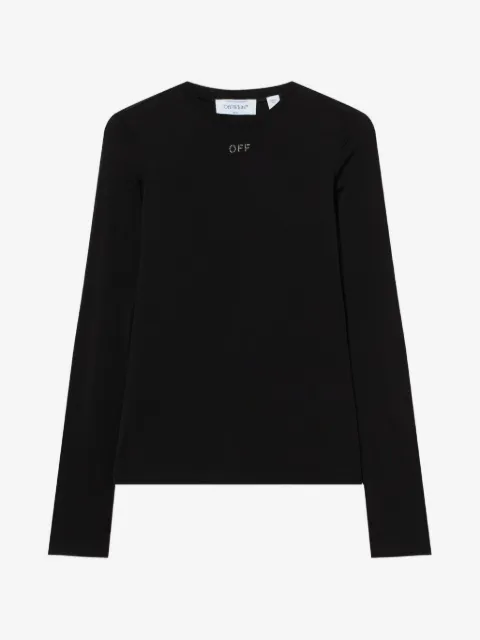 Off-White x top med rund hals og Swarovski-krystalstempel