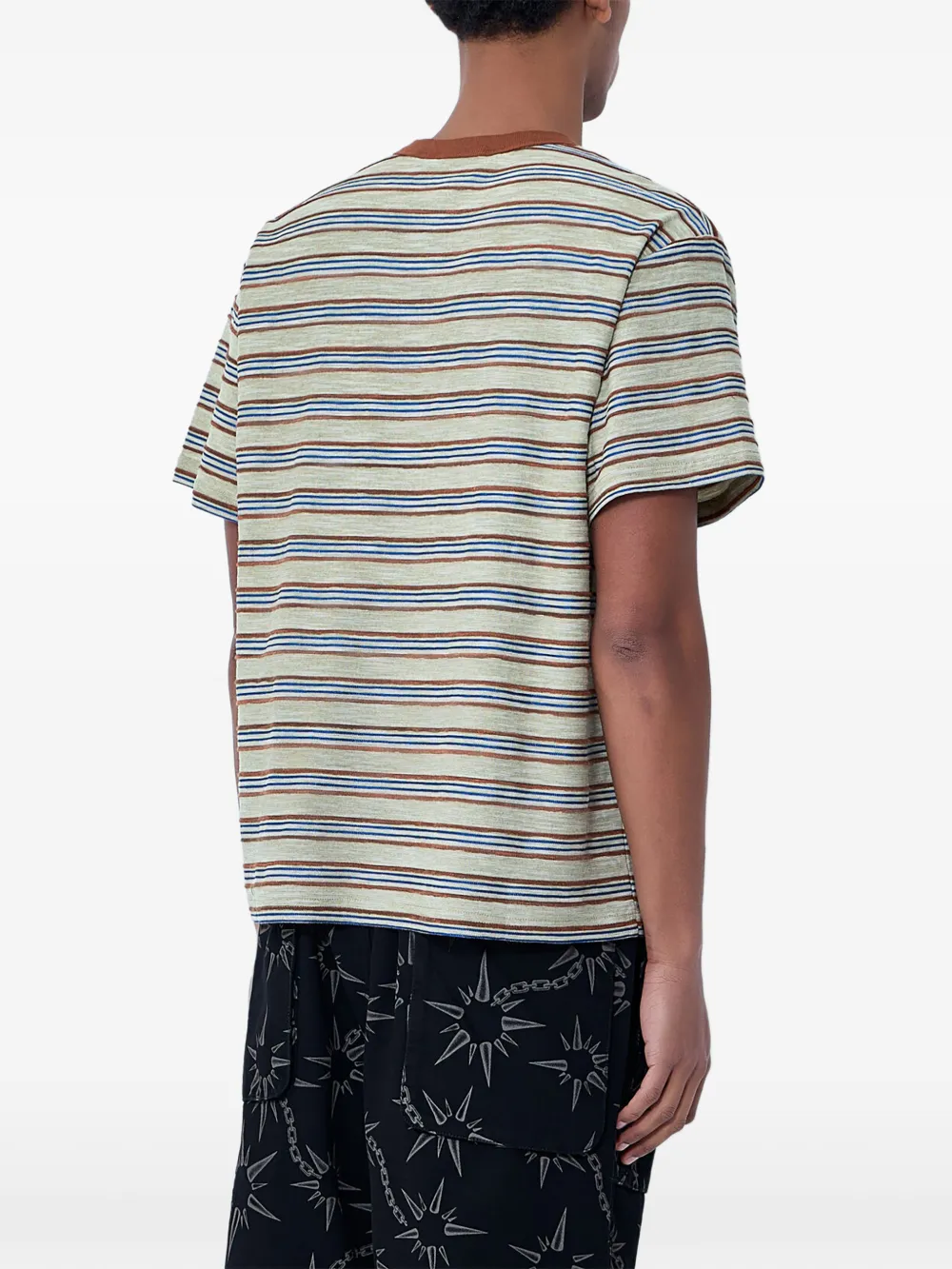  Brain Dead Striped Crew-neck T-shirt - Neutrals 