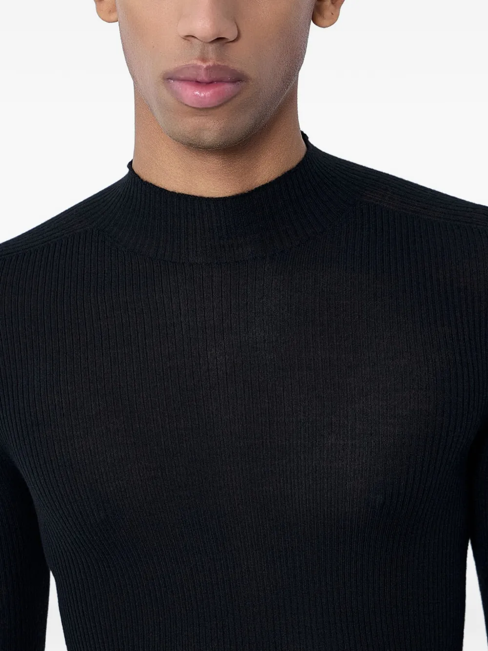 Rick Owens Geribbelde top met hoge hals Zwart