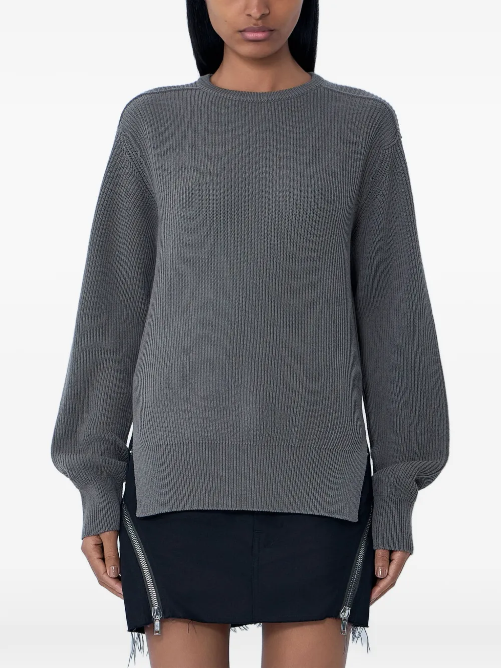 Rick Owens ribbed crewneck knit sweater - Grigio