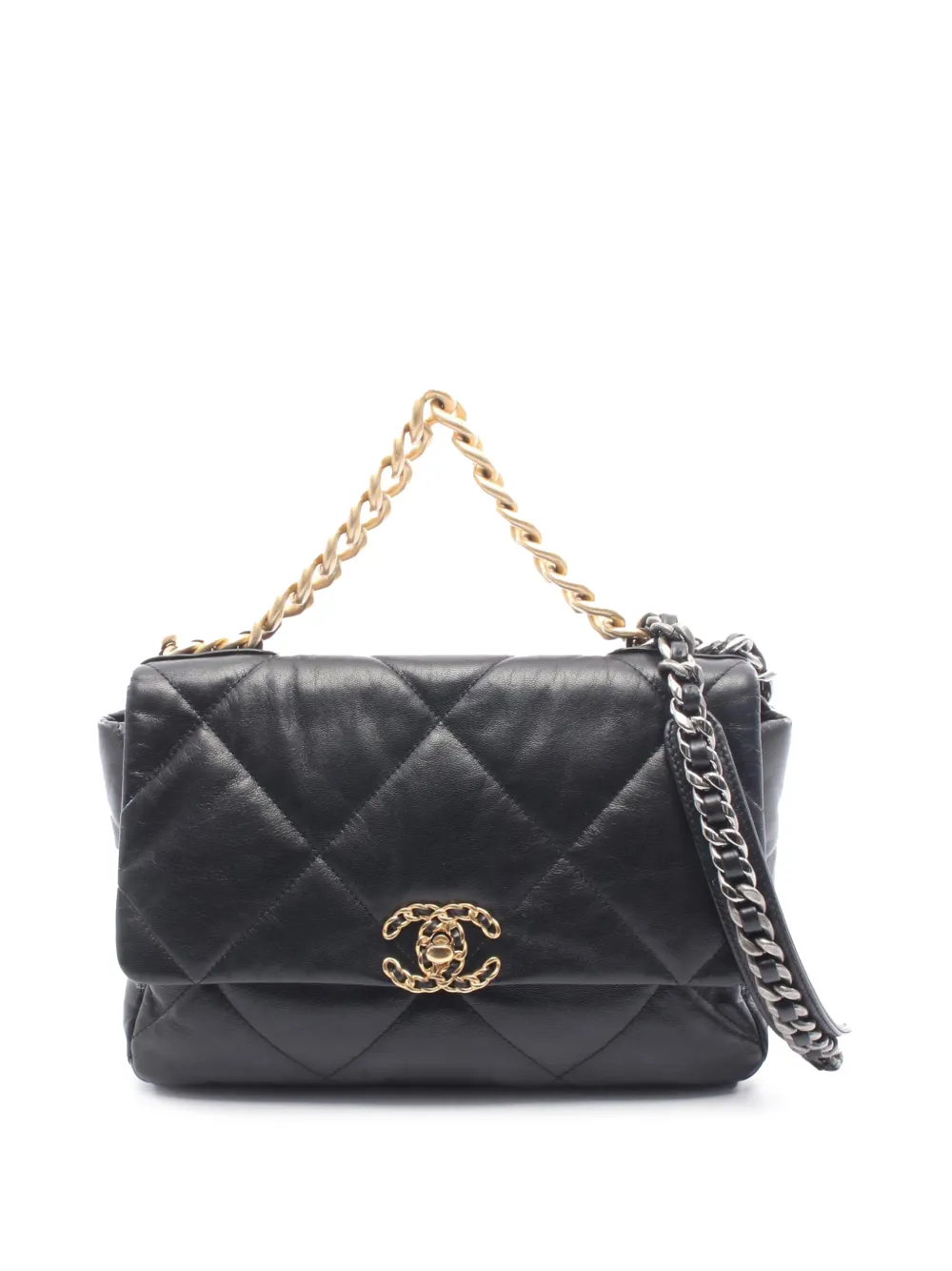 CHANEL Pre-Owned 2020 Large Lambskin 19 Flap satchel - Nero