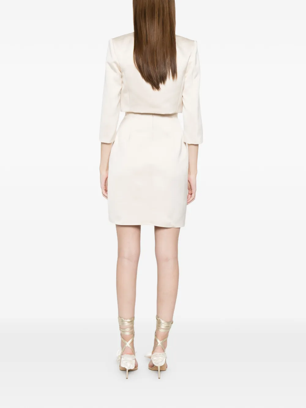 Elisabetta Franchi Cropped jack jurk met logo Beige