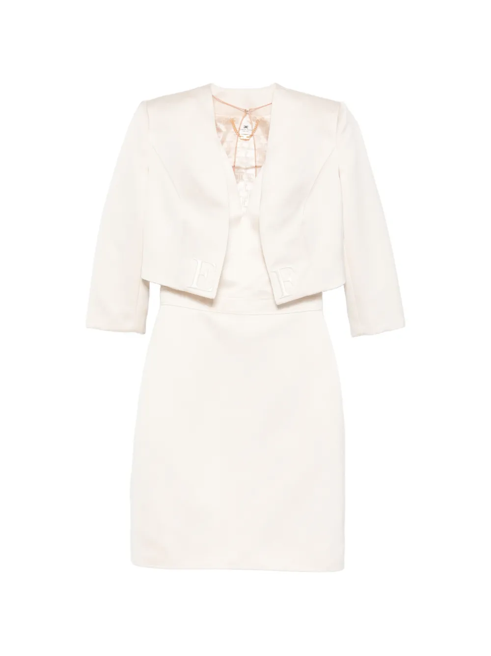 Elisabetta Franchi logo cropped jacket dress - Toni neutri
