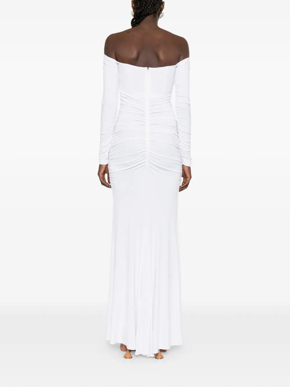 Elisabetta Franchi Midi-jurk met gedrapeerde hals Wit