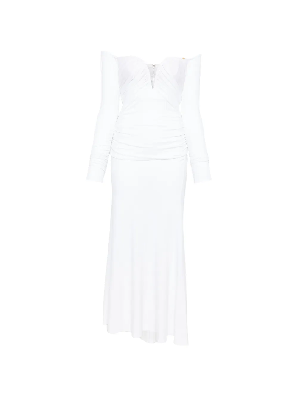 Elisabetta Franchi draped long-sleeved midi dress - Bianco