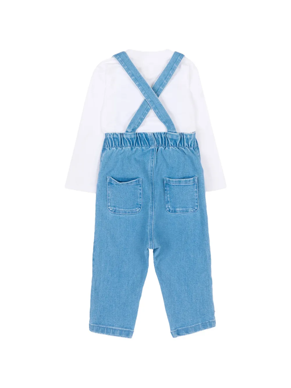 Tommy Hilfiger Junior Tuinbroek met borstzak en knopen Blauw