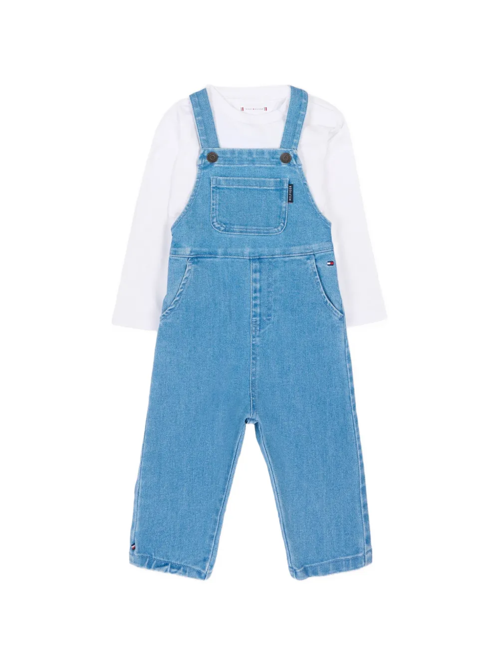 Tommy Hilfiger Junior buttoned chest-pocket dungarees - Blu