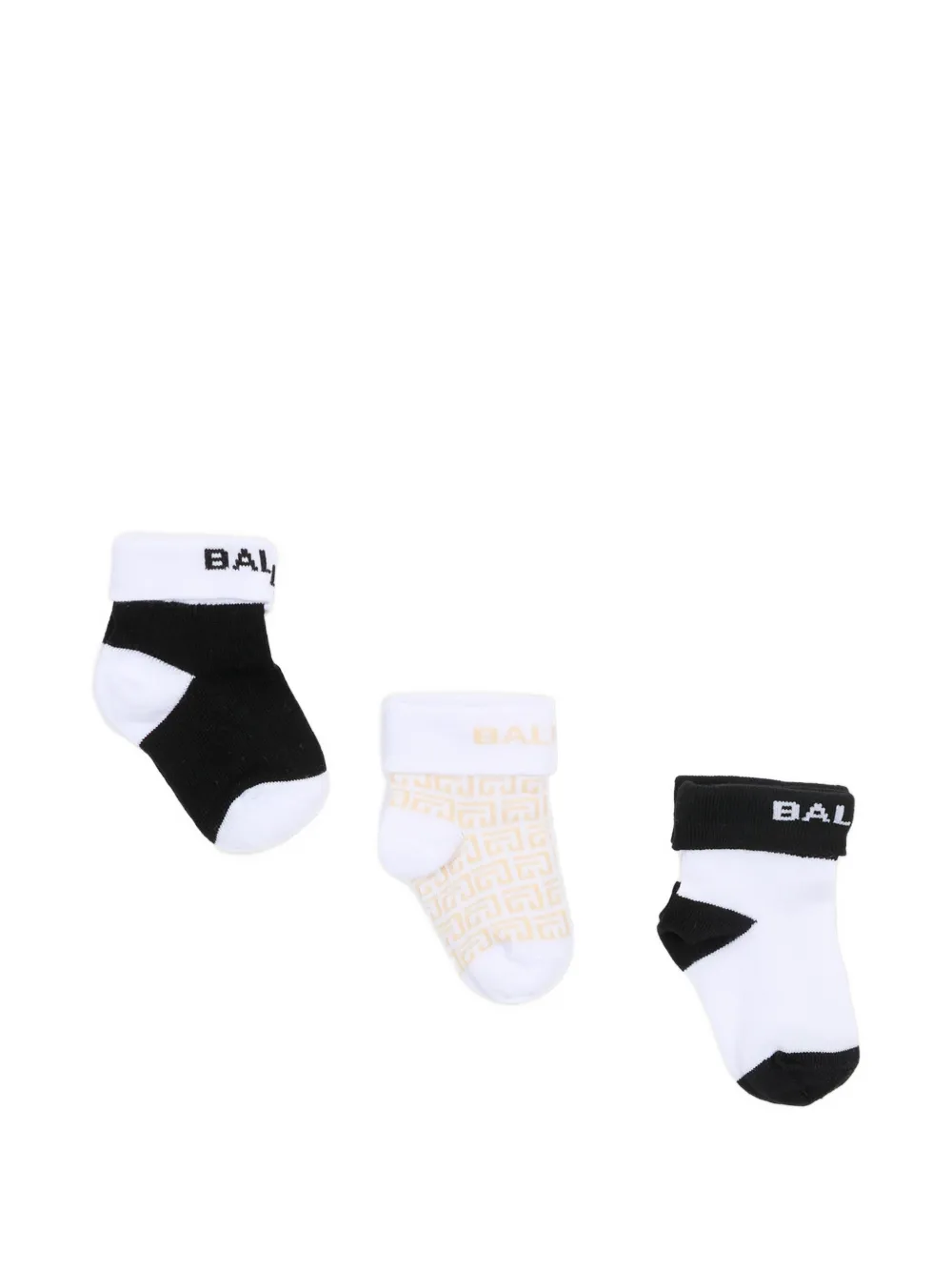 Balmain Kids logo-pattern socks - Bianco