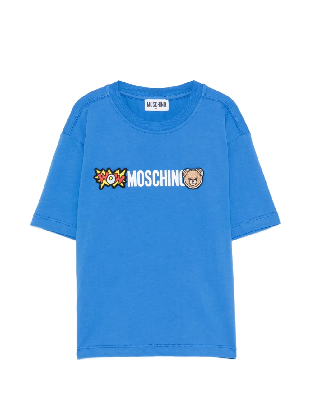 Moschino Kids logo-appliqué T-shirt - Blu