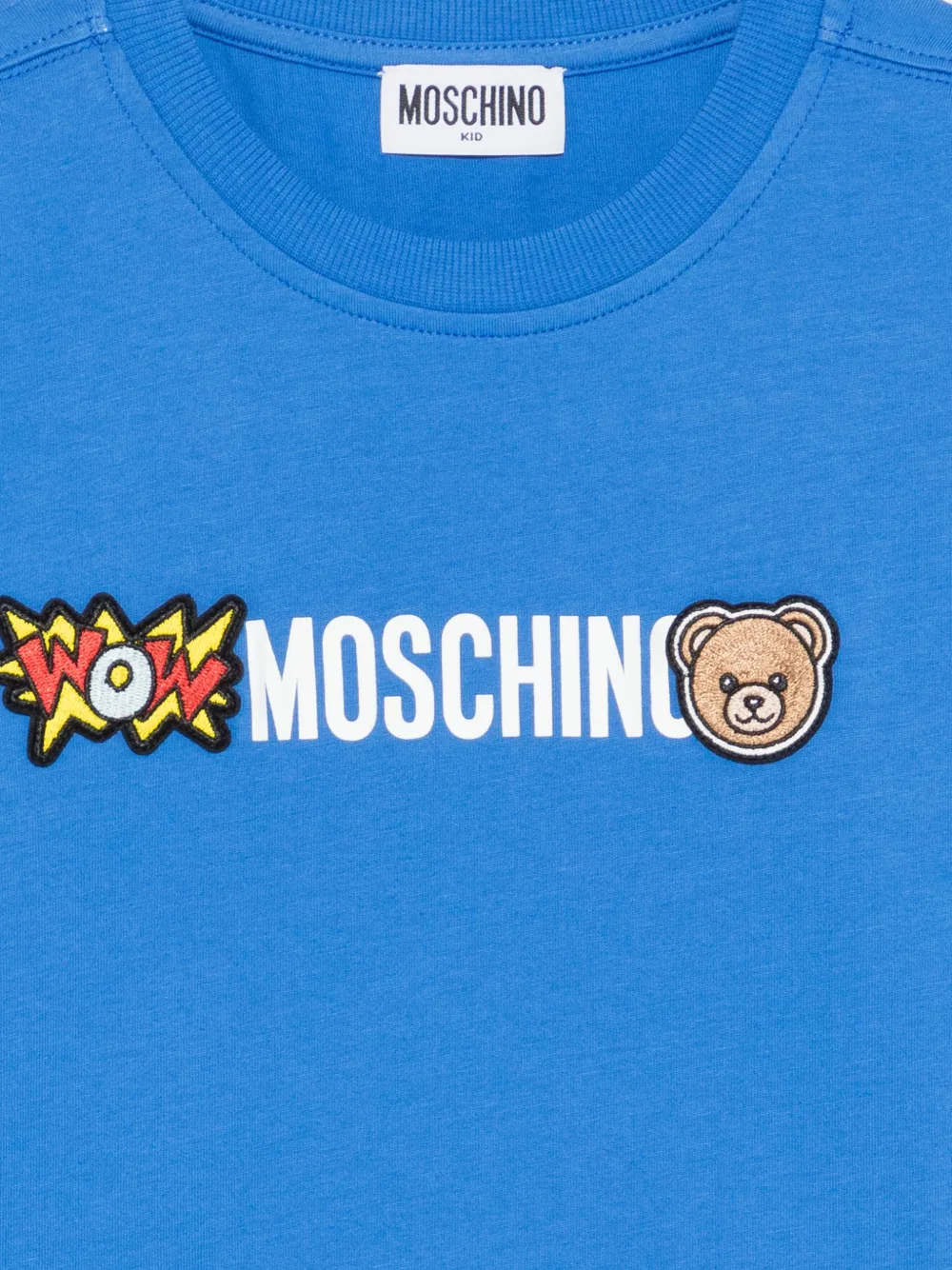 Moschino Kids T-shirt met logopatch Blauw