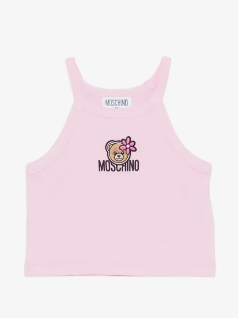 Moschino Kids logo-embroidered tank top