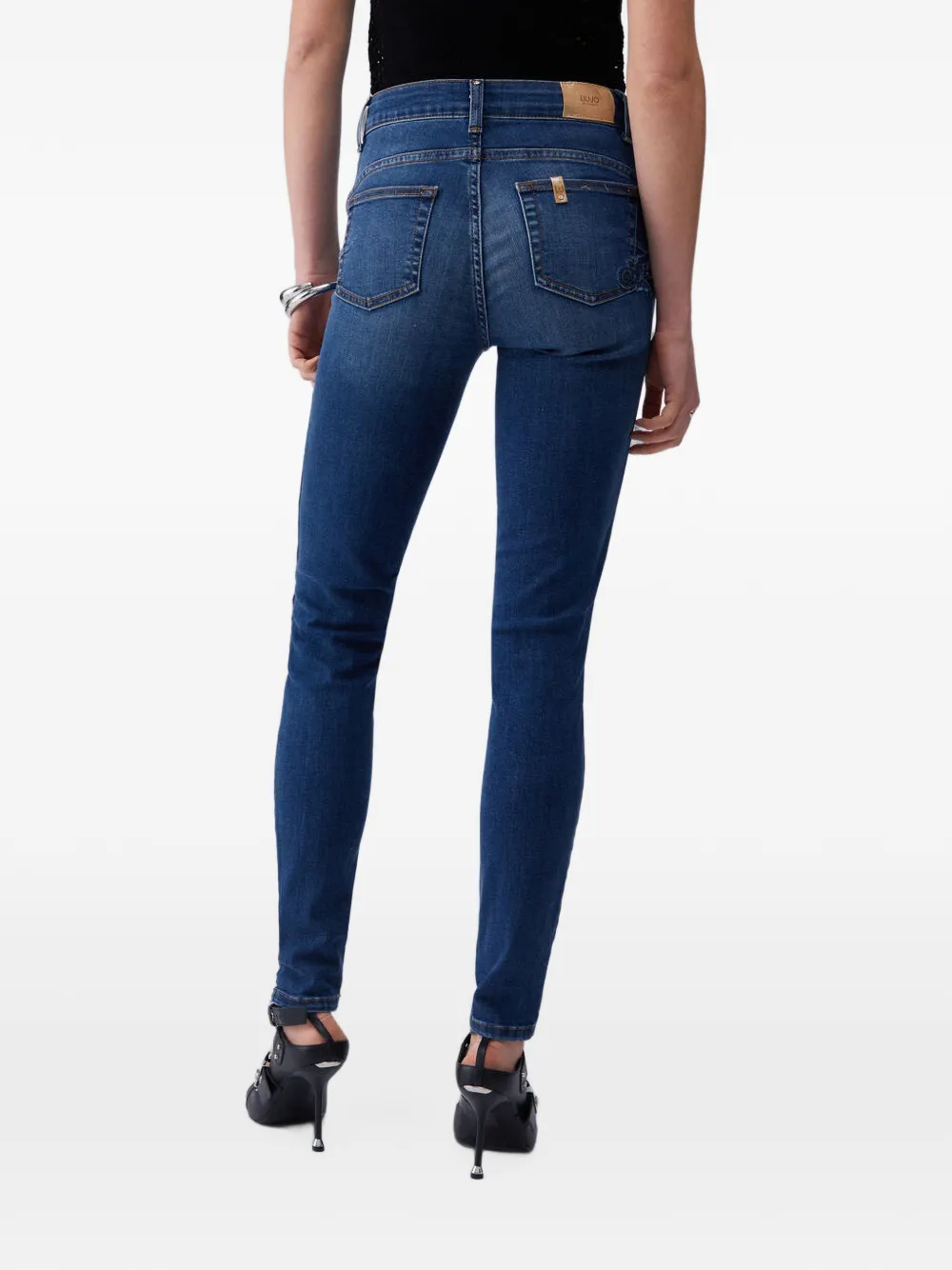 LIU JO Skinny jeans met borduurwerk Blauw