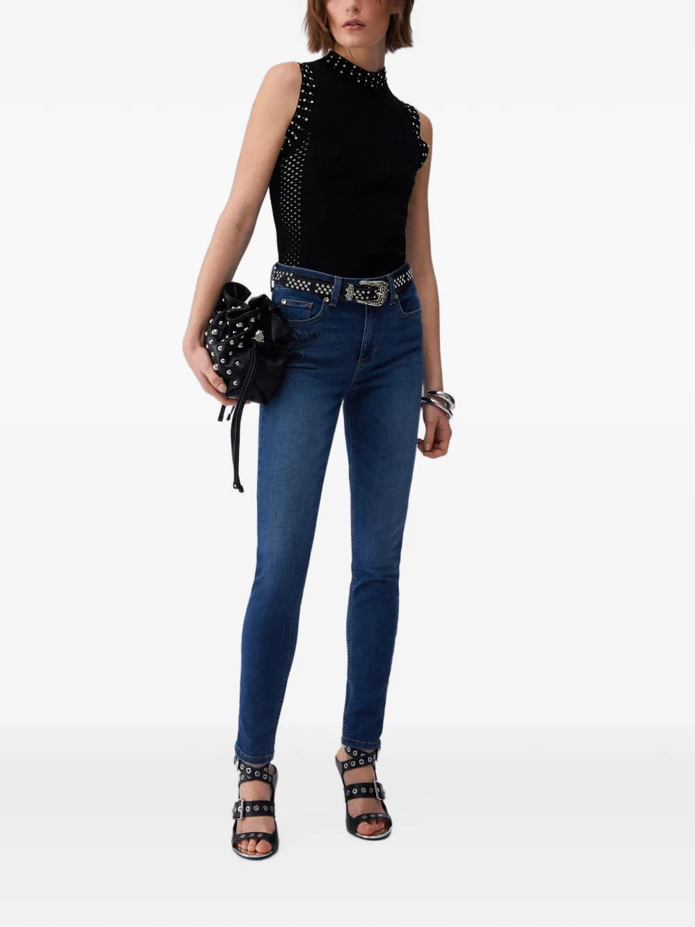 LIU JO Skinny jeans met borduurwerk Blauw