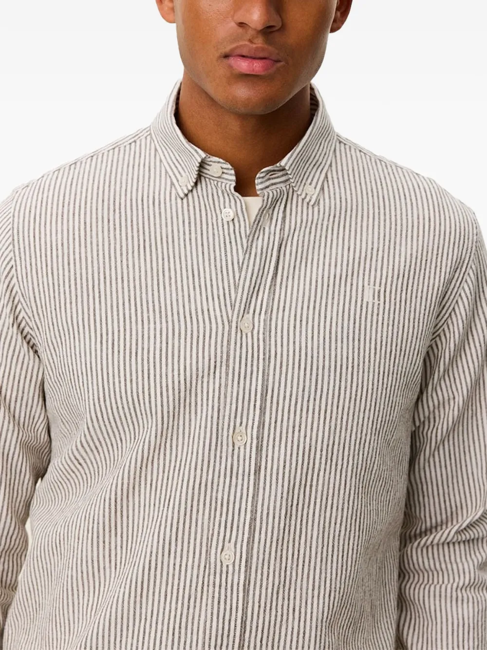 Les Deux Konrad gestreept overhemd Beige