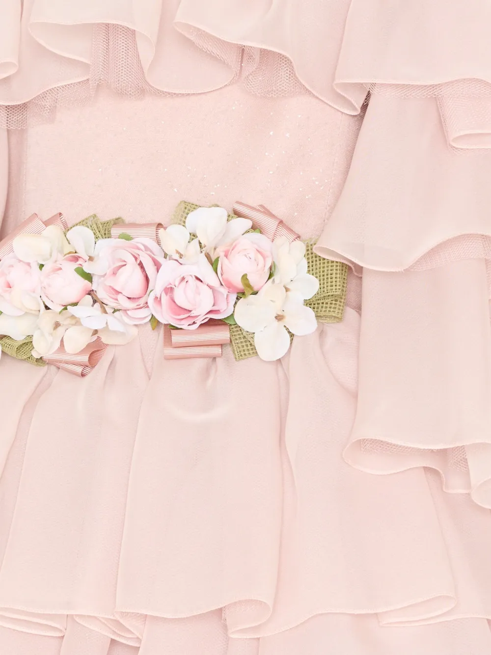 Colorichiari Jurk met bloemenpatch en ruches Roze