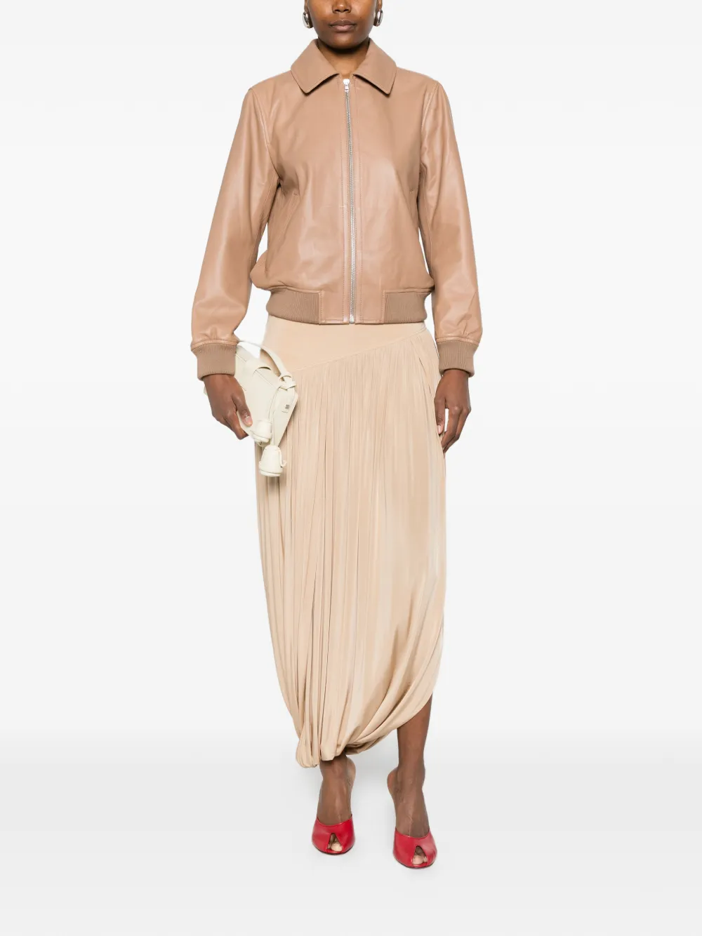 Yves Salomon Leren jack Beige