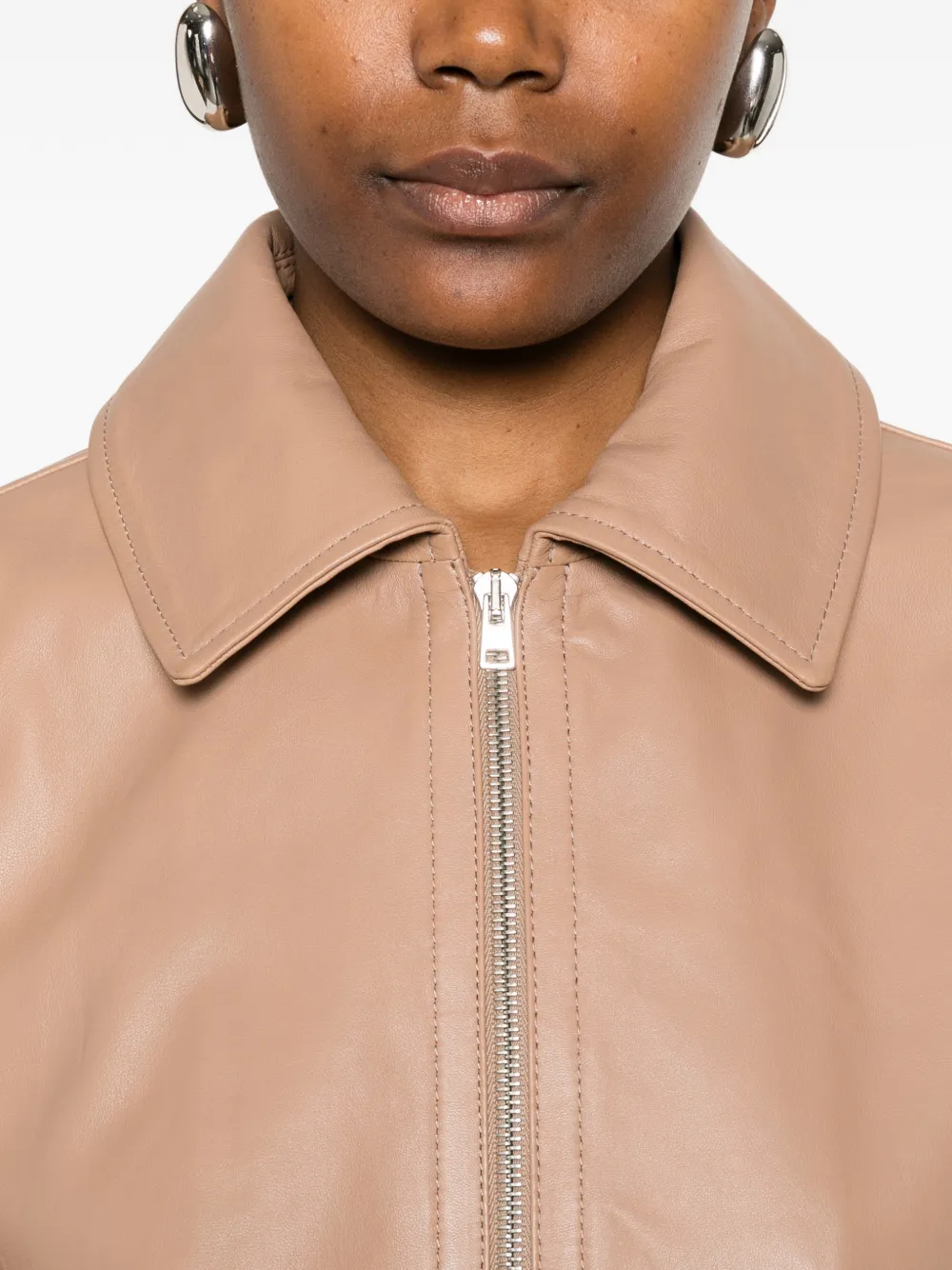 Yves Salomon Leren jack Beige
