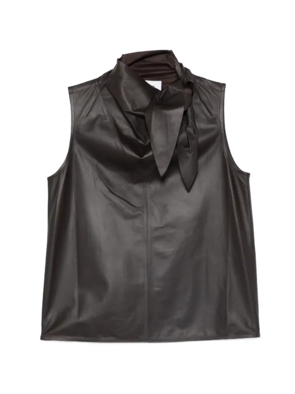 Yves Salomon Sleeveless Lambskin Top in Brown