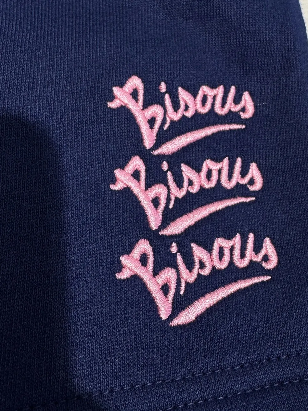  Bisous Skateboards Drawstring Embroidered Shorts - Blue 