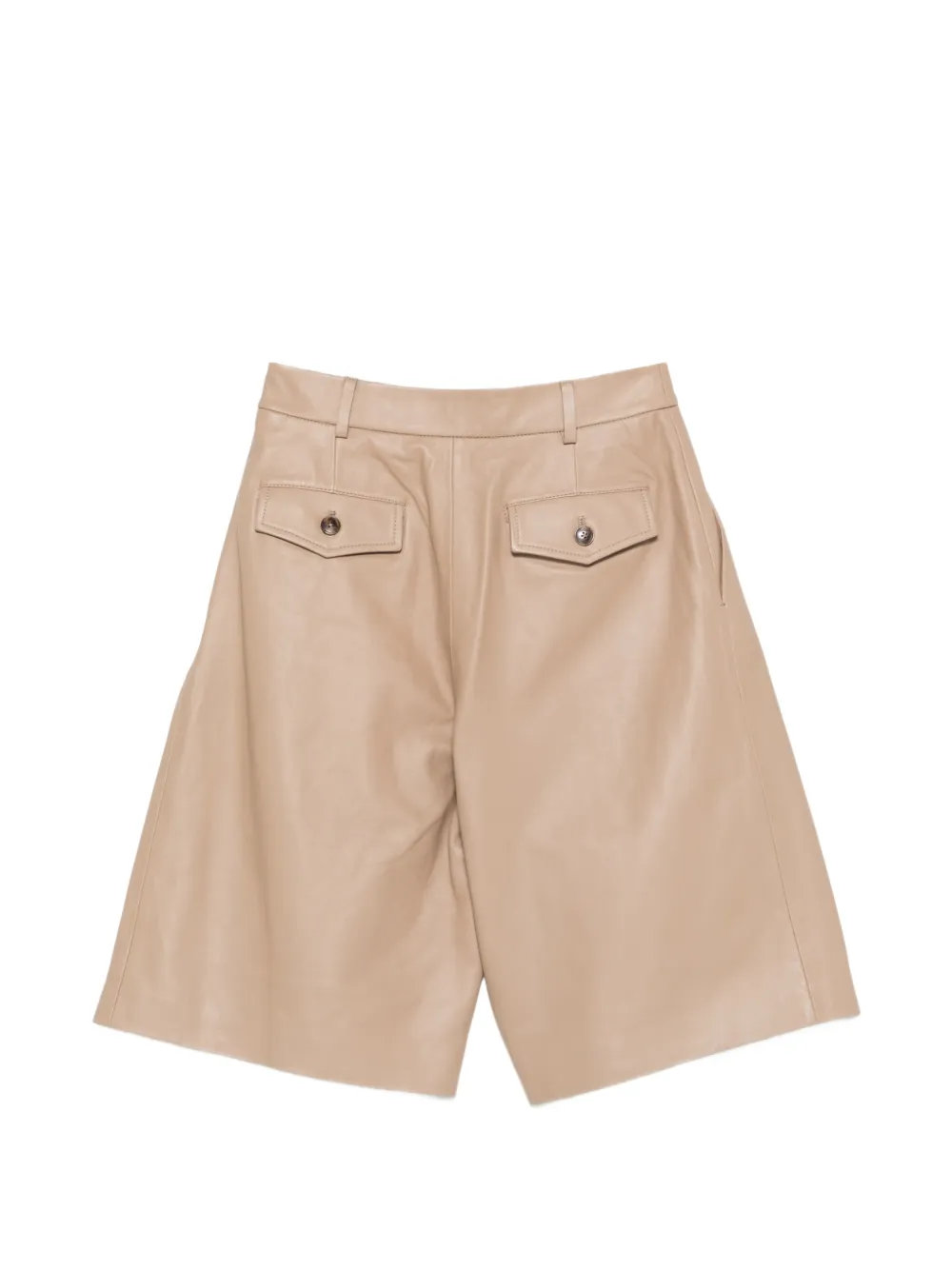 Yves Salomon Geplooide leren shorts Beige