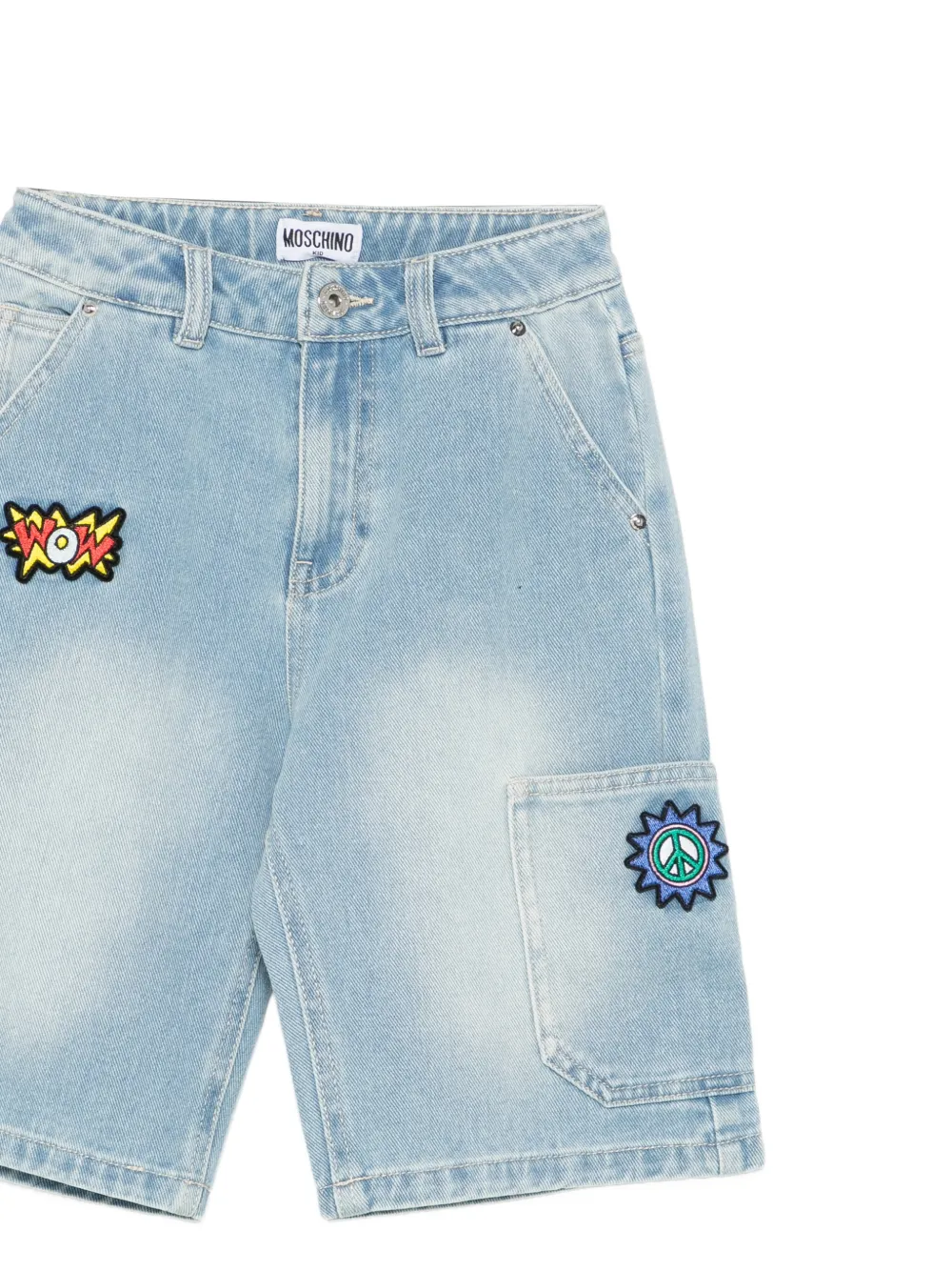 Moschino Kids Shorts met applicatie Blauw