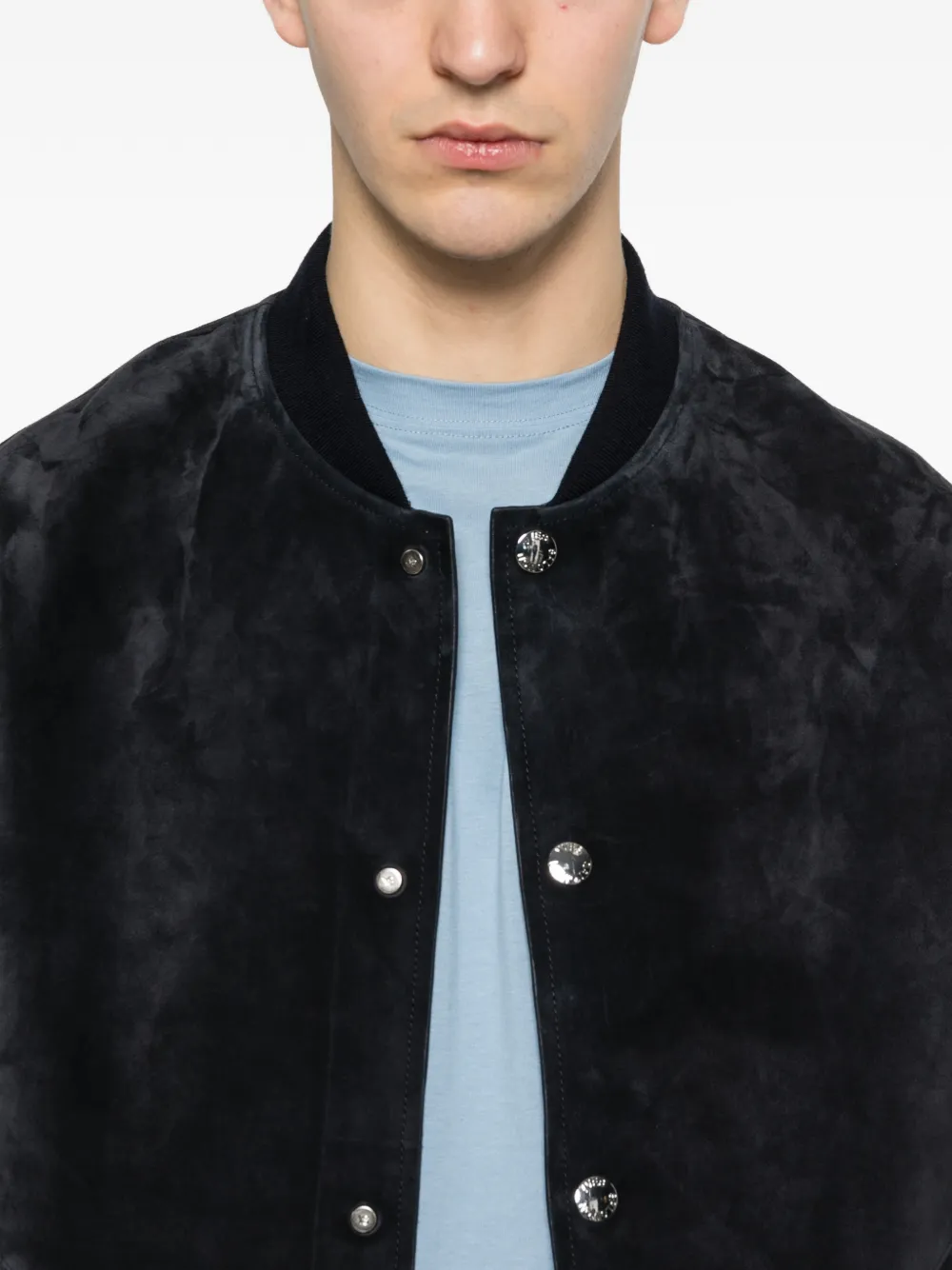 Yves Salomon Suède jack met knoopsluiting Blauw