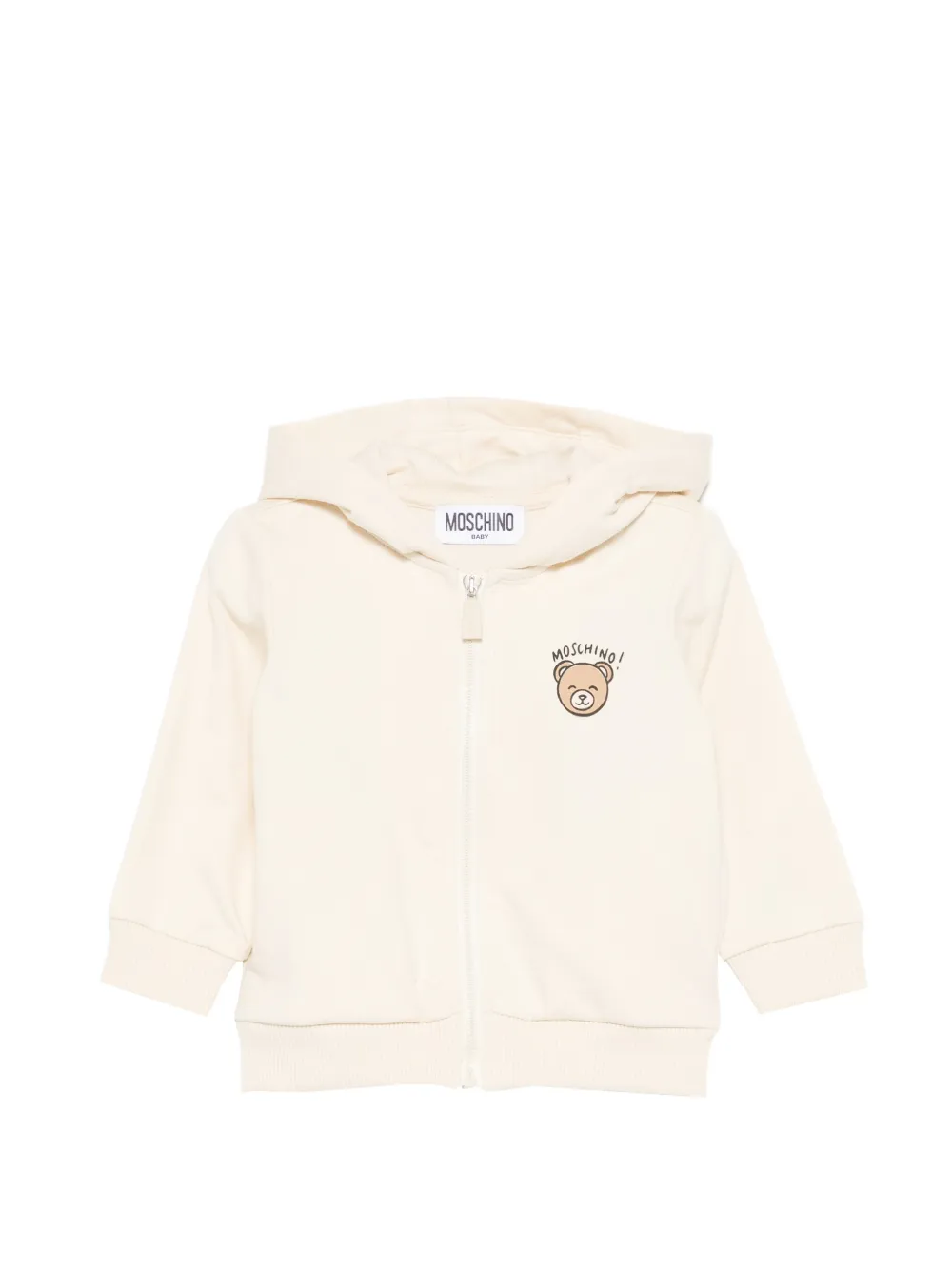 Moschino Kids bear-print zip-up hoodie - Nude
