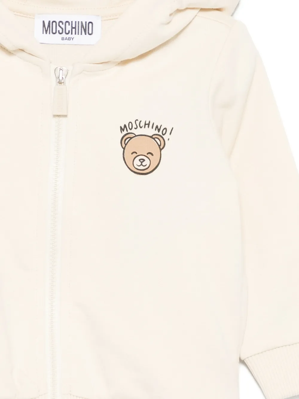 Moschino Kids Hoodie met teddybeerprint en rits Beige