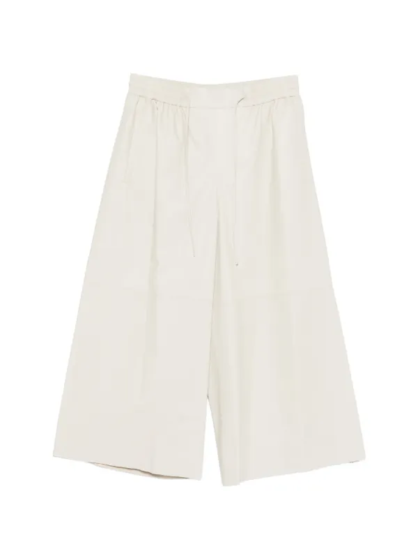 Yves Salomon Drawstring Leather Trousers in Neutrals