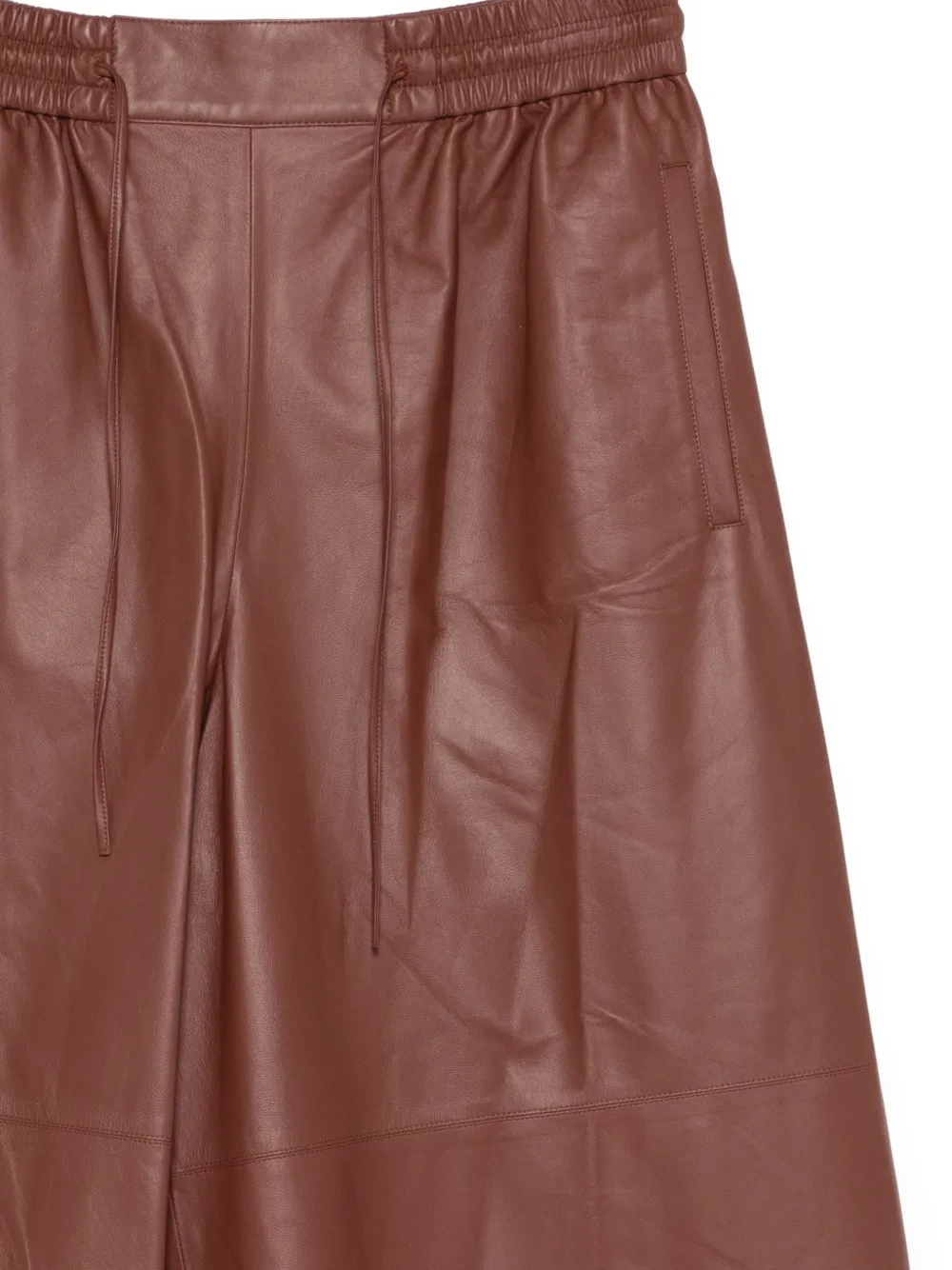  Yves Salomon Drawstring Leather Trousers - Brown 