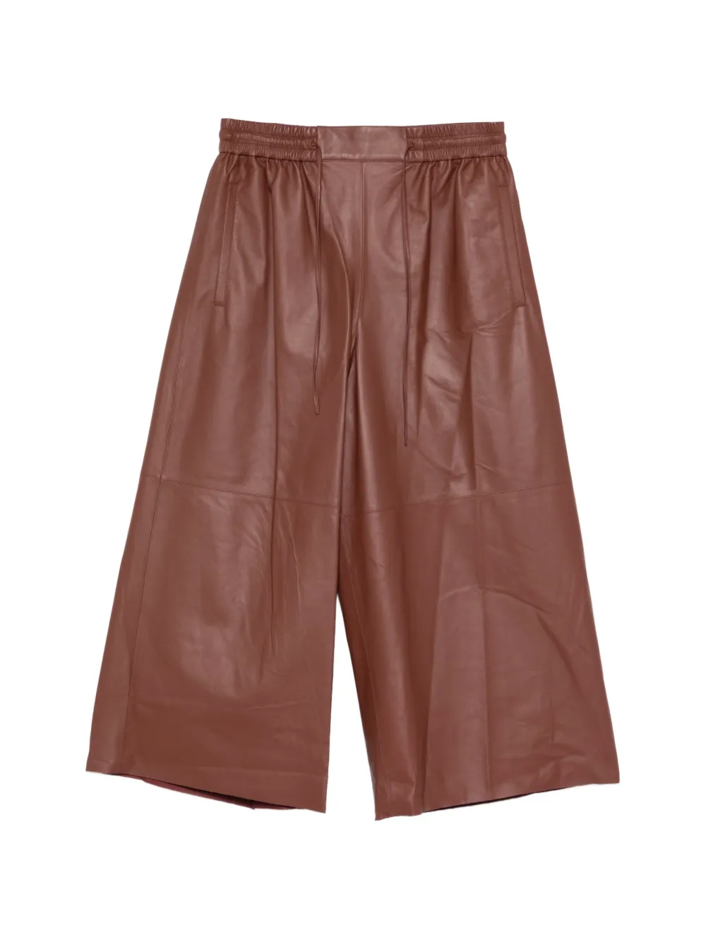 Yves Salomon drawstring leather trousers - Marrone