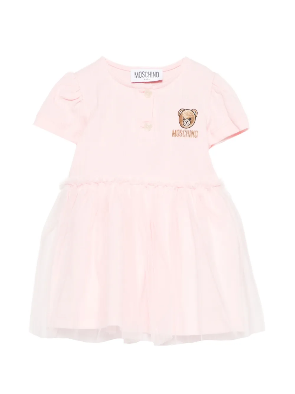 Moschino Kids embroidered-logo dress - Rosa