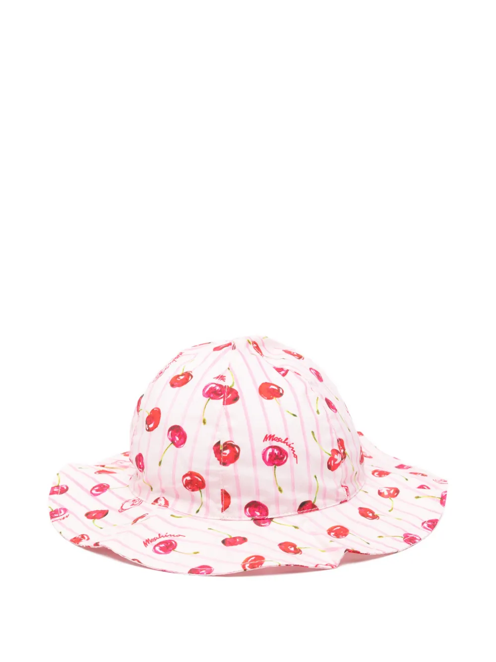 Moschino Kids striped cherry baby hat - Rosa