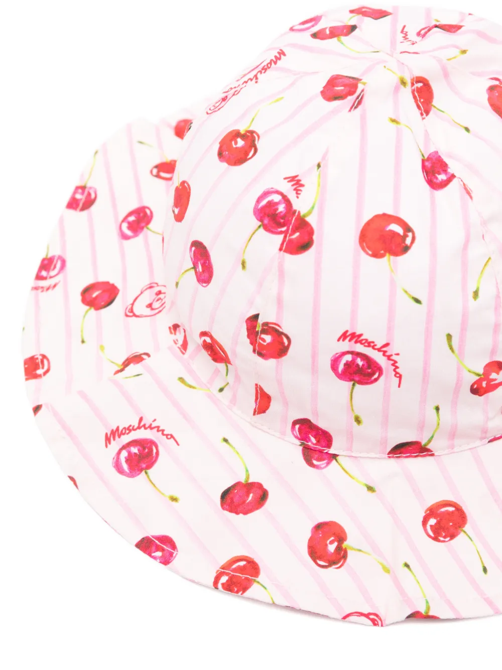 Moschino Kids Gestreepte babyhoed met kersenprint Roze