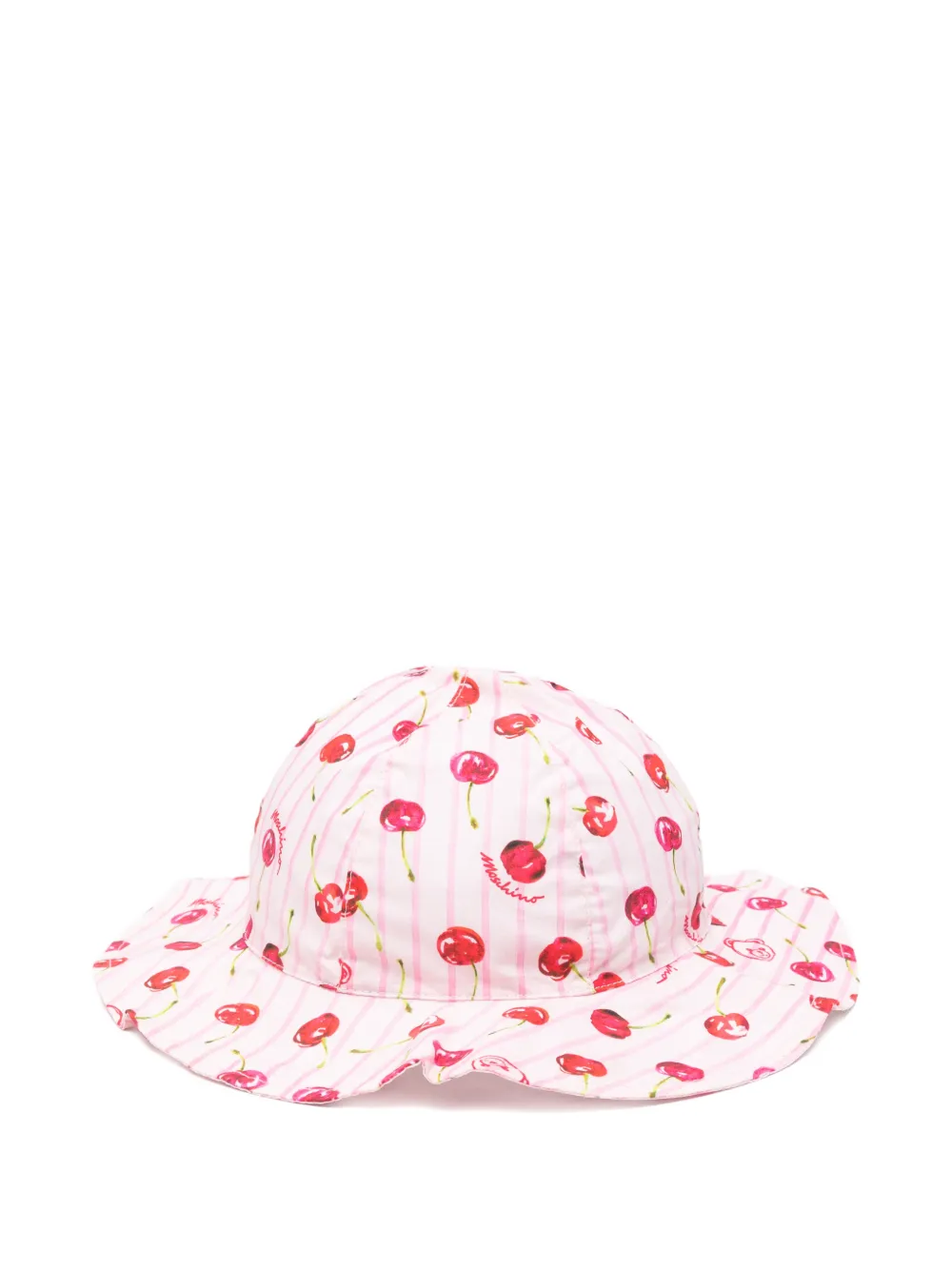 Moschino Kids Gestreepte babyhoed met kersenprint Roze