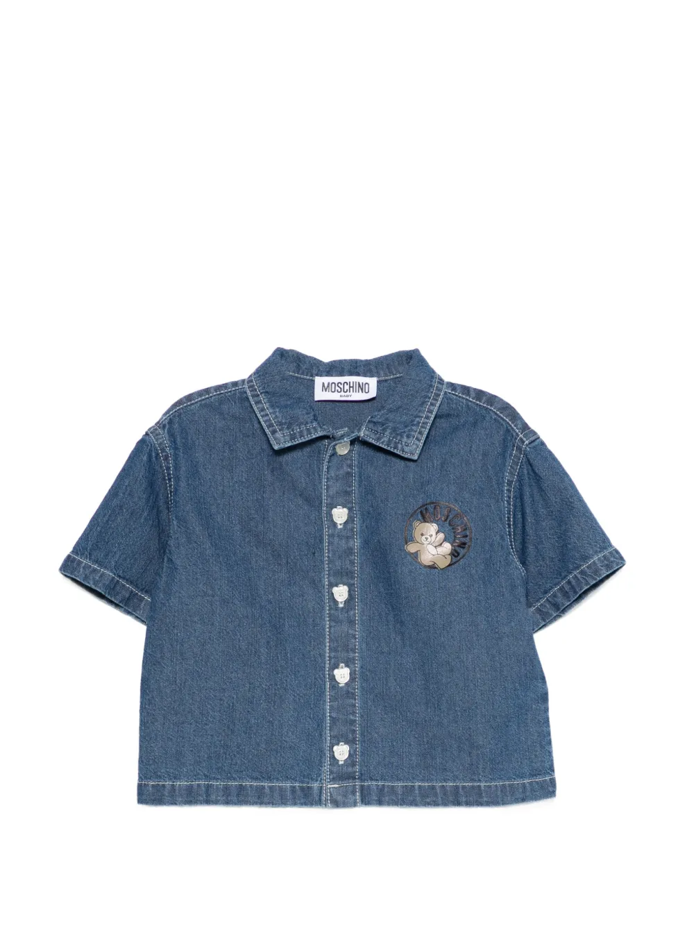 Moschino Kids embroidered shirt - Blu
