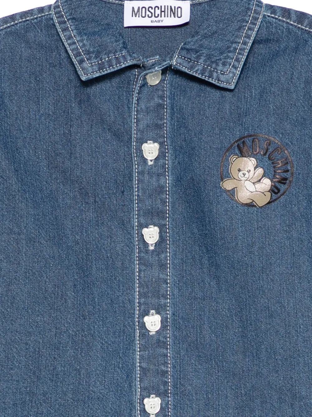 Moschino Kids Shirt met borduurwerk Blauw