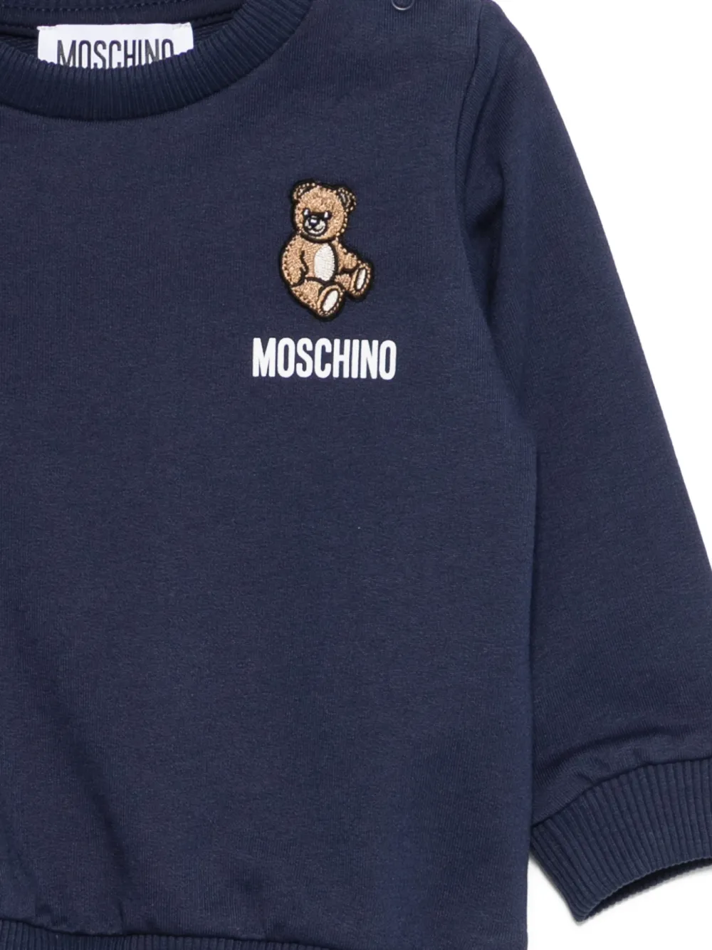 Moschino Kids Sweater met teddybeerdetail en ronde hals Blauw