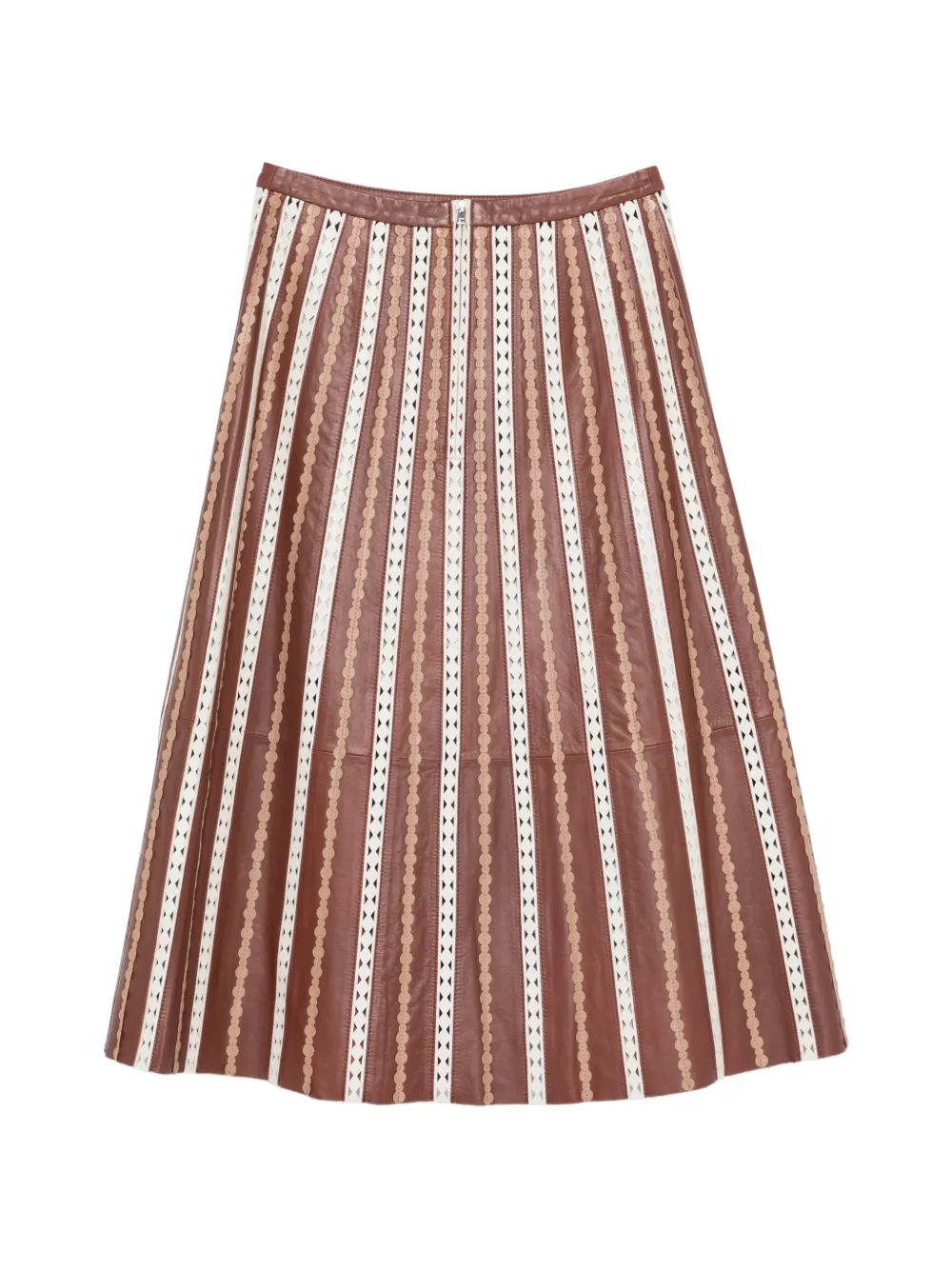 Yves Salomon Gestreepte midi-rok Bruin
