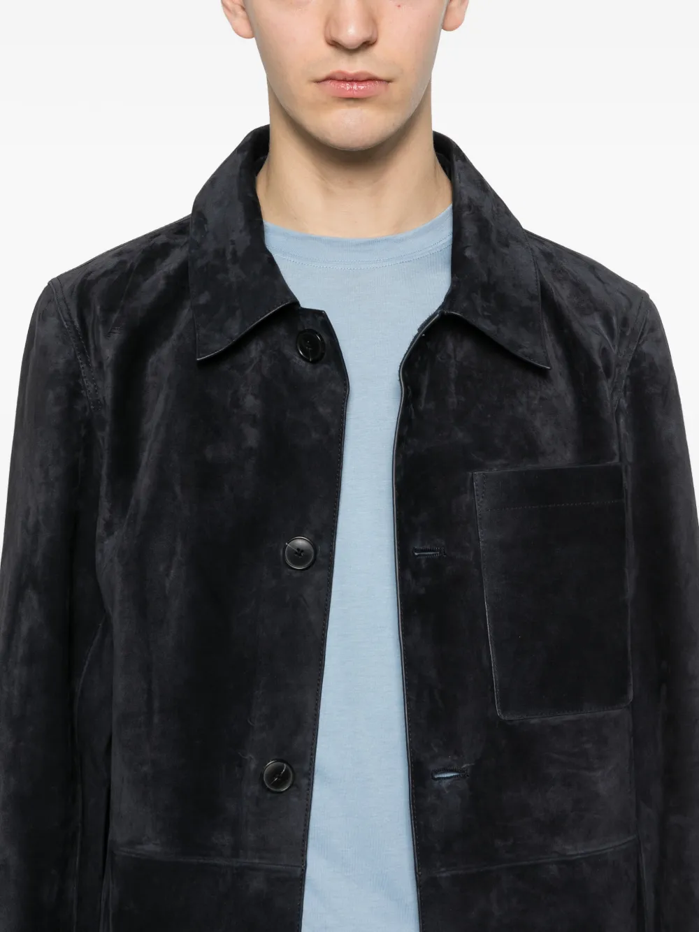 Yves Salomon Suède jack Blauw
