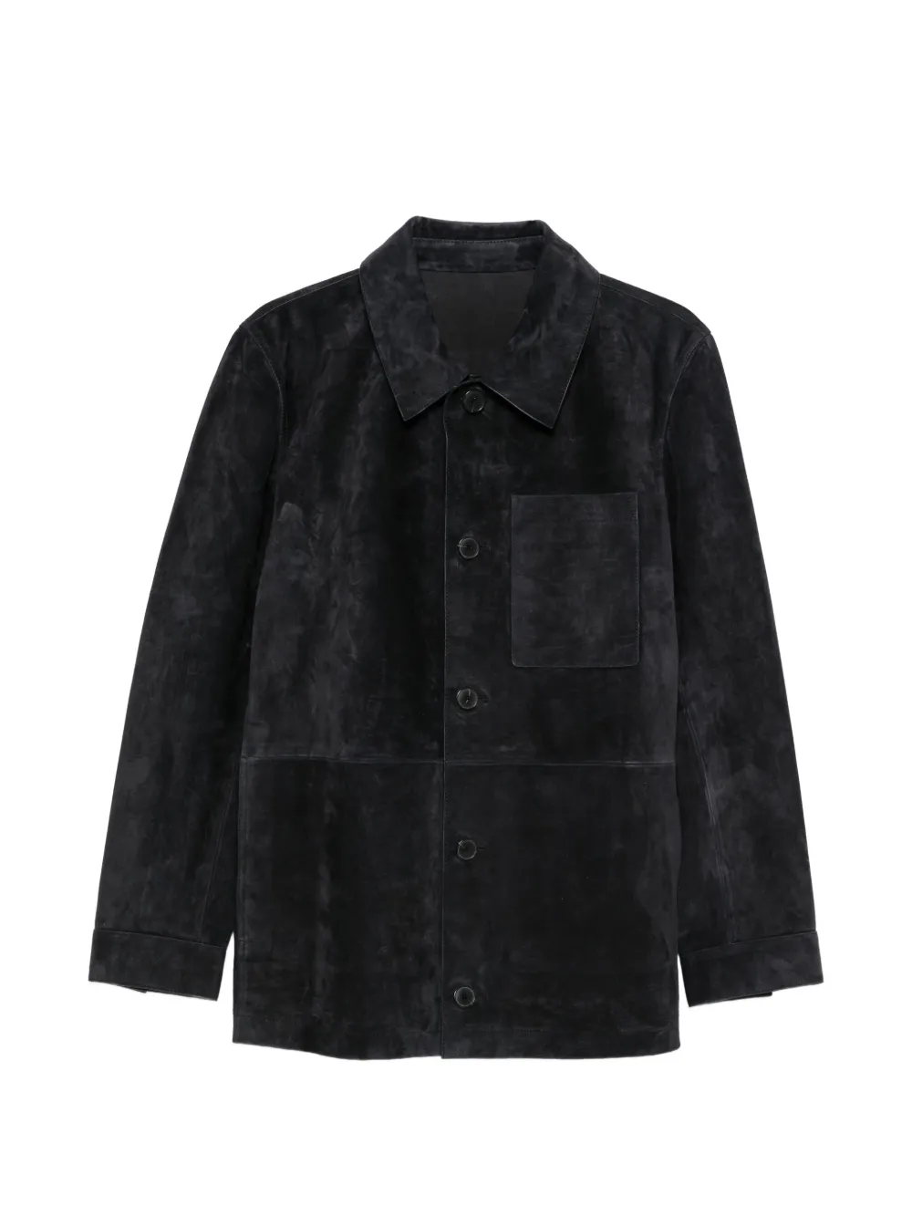 Yves Salomon Giacca in pelle scamosciata con bottoni - Blu