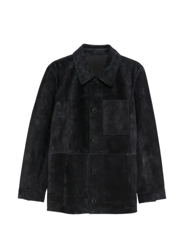 Yves Salomon Button-fastening Suede Jacket in Blue