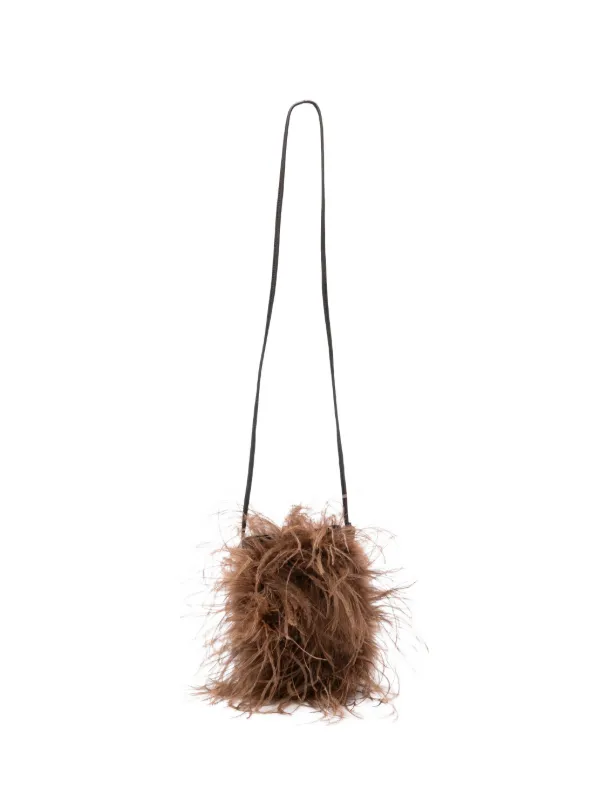 Yves Salomon Feather Satchel in Brown