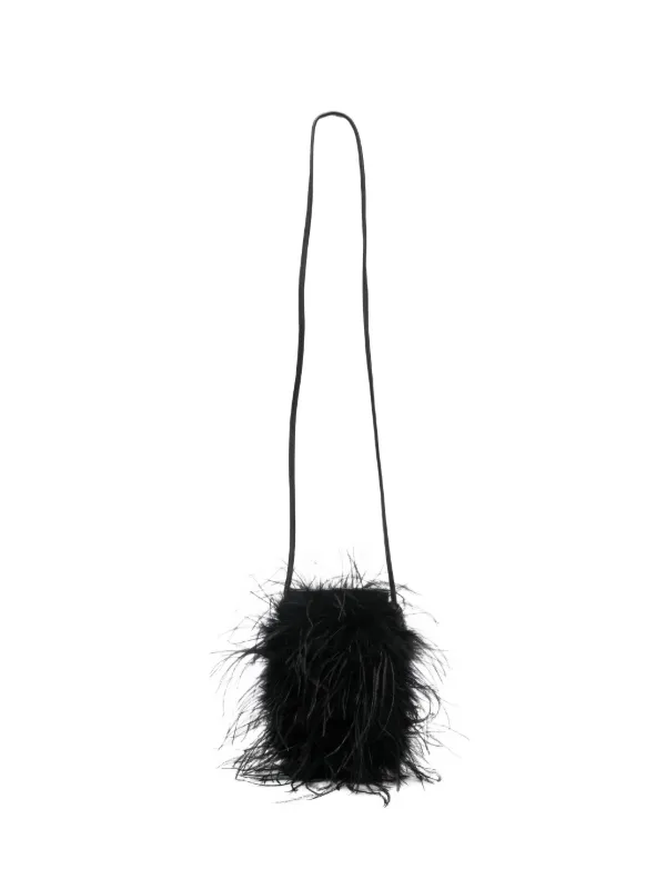 Yves Salomon Feather Satchel Bag in Black