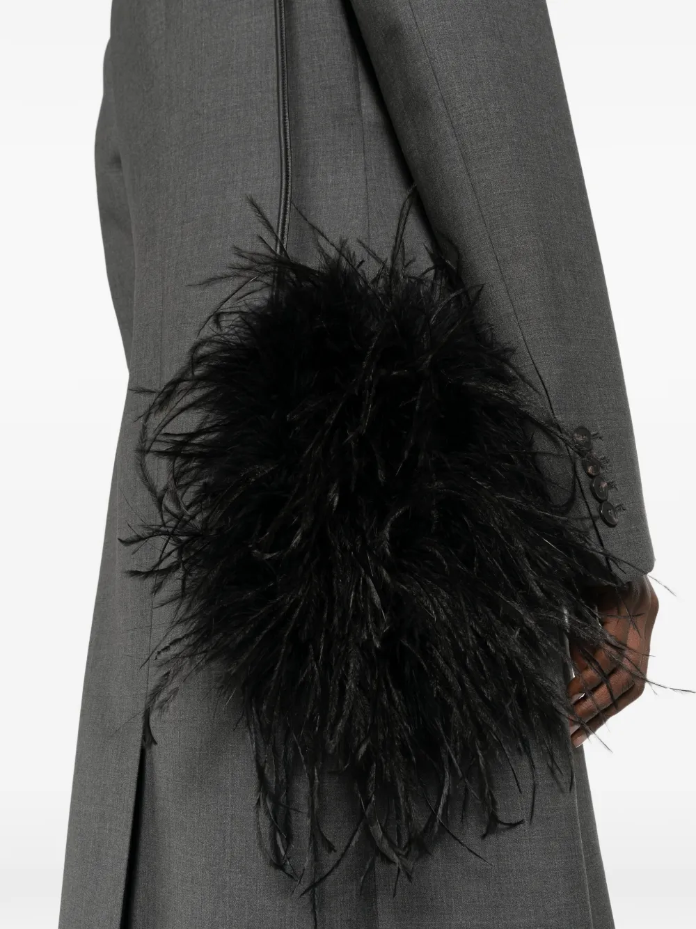 Yves Salomon Feather Satchel Bag in Black, view 2